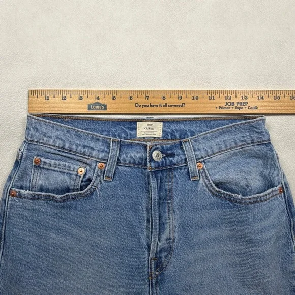 Levis 501 Curve Jeans Womens W28 L32 Medium Wash Blue High Rise Straight Leg - Picture 4 of 11